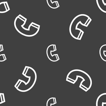 handset icon sign. Seamless pattern on a gray background. illustration