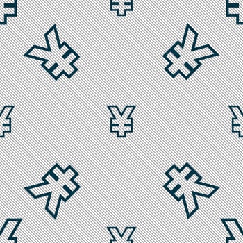 Yen JPY icon sign. Seamless pattern with geometric texture. illustration