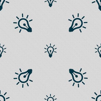 Light bulb icon sign. Seamless pattern with geometric texture. illustration