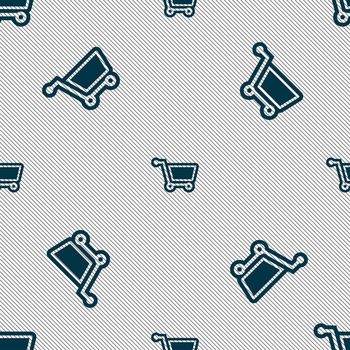 shopping cart icon sign. Seamless pattern with geometric texture. illustration