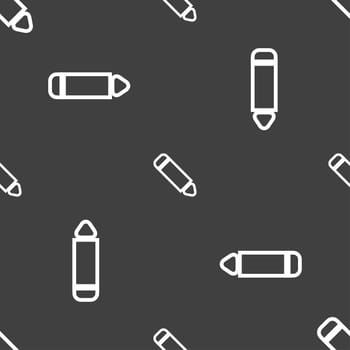 Pen icon sign. Seamless pattern on a gray background. illustration