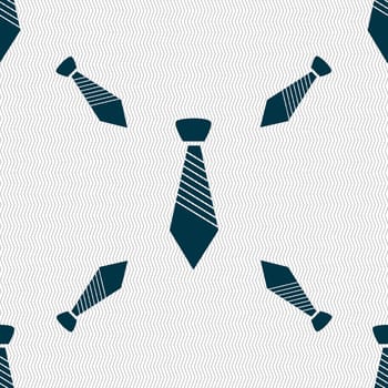 Tie sign icon. Business clothes symbol. Seamless pattern with geometric texture. illustration