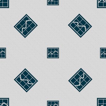 Chart icon sign. Seamless pattern with geometric texture. illustration