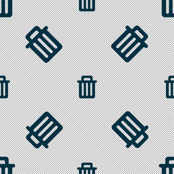 Recycle bin icon sign. Seamless pattern with geometric texture. illustration