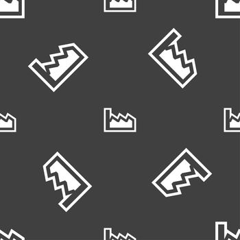 Chart icon sign. Seamless pattern on a gray background. illustration