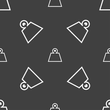 Weight icon sign. Seamless pattern on a gray background. illustration