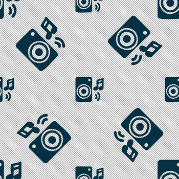 music column, disco, music, melody, speaker icon sign. Seamless pattern with geometric texture. illustration