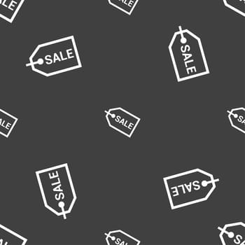 Sale icon sign. Seamless pattern on a gray background. illustration