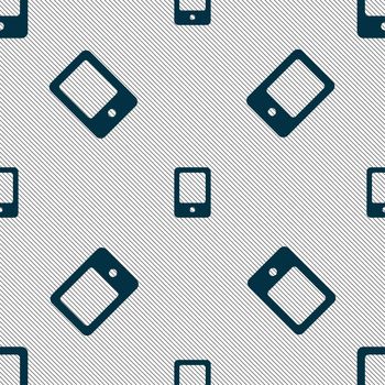 Tablet icon sign. Seamless pattern with geometric texture. illustration