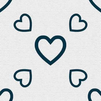 Heart sign icon. Love symbol. Seamless pattern with geometric texture. illustration