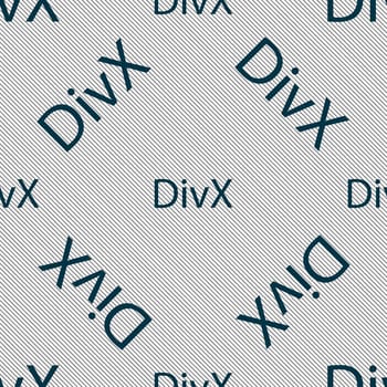 DivX video format sign icon. symbol. Seamless pattern with geometric texture. illustration