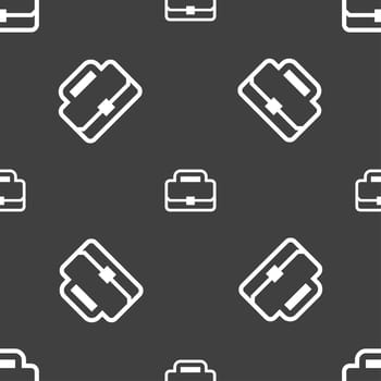Briefcase icon sign. Seamless pattern on a gray background. illustration