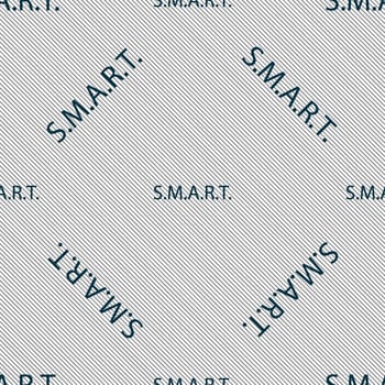 Smart sign icon. Press button. Seamless pattern with geometric texture. illustration