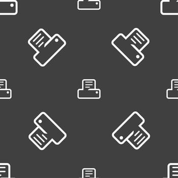 Printing icon sign. Seamless pattern on a gray background. illustration