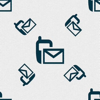 Mail icon. Envelope symbol. Message sms sign. Seamless pattern with geometric texture. illustration
