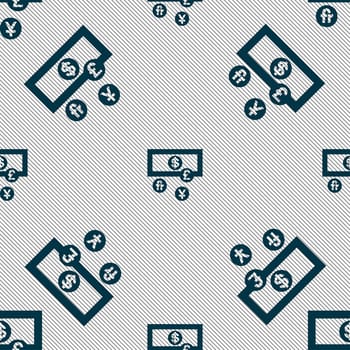 currencies of the world icon sign. Seamless pattern with geometric texture. illustration
