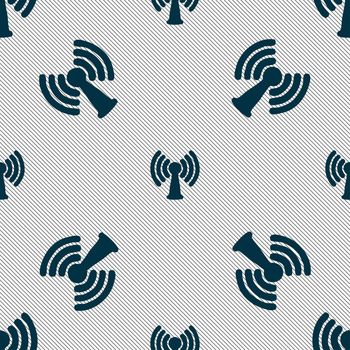 Wi-fi, internet icon sign. Seamless pattern with geometric texture. illustration