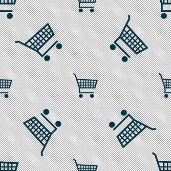 shopping cart icon sign. Seamless pattern with geometric texture. illustration