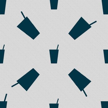 cocktail icon sign. Seamless pattern with geometric texture. illustration