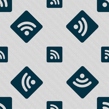 RSS feed icon sign. Seamless pattern with geometric texture. illustration