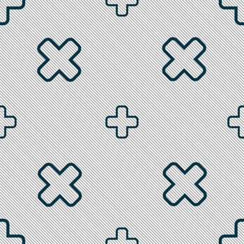 Plus icon sign. Seamless pattern with geometric texture. illustration