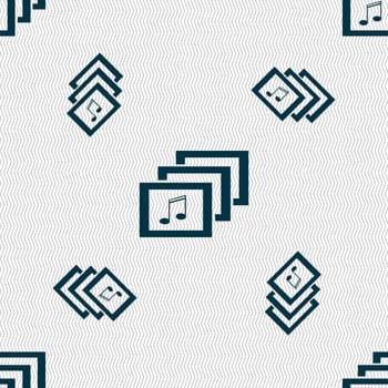 Mp3 music format sign icon. Musical symbol. Seamless pattern with geometric texture. illustration