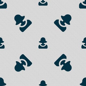 female silhouette icon sign. Seamless pattern with geometric texture. illustration