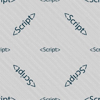Script sign icon. Javascript code symbol. Seamless pattern with geometric texture. illustration