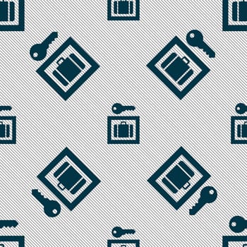 Luggage Storage icon sign. Seamless pattern with geometric texture. illustration