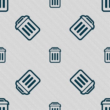 the trash icon sign. Seamless pattern with geometric texture. illustration