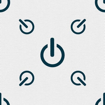 Power sign icon. Switch on symbol. Seamless pattern with geometric texture. illustration