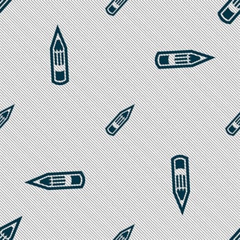 Pencil icon sign. Seamless pattern with geometric texture. illustration