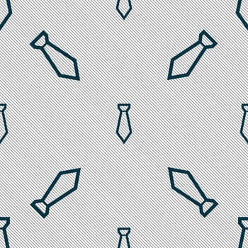 Tie icon sign. Seamless pattern with geometric texture. illustration