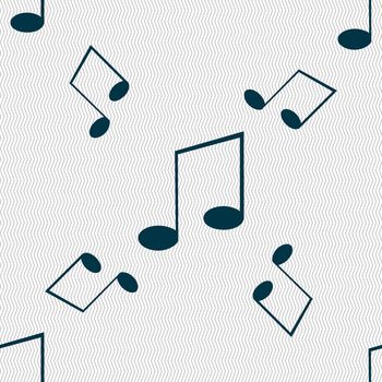 Music note sign icon. Musical symbol. Seamless pattern with geometric texture. illustration