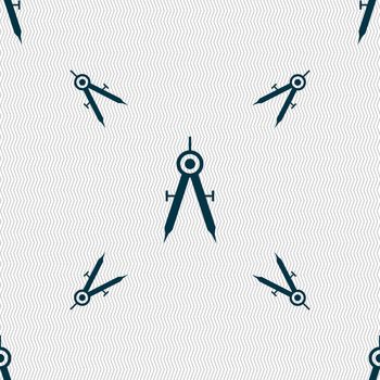 Mathematical Compass sign icon. Seamless pattern with geometric texture. illustration
