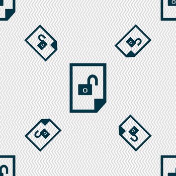 File unlocked icon sign. Seamless pattern with geometric texture. illustration