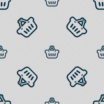 shopping cart icon sign. Seamless pattern with geometric texture. illustration