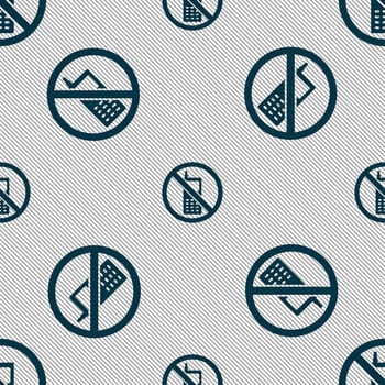 mobile phone is prohibited icon sign. Seamless pattern with geometric texture. illustration