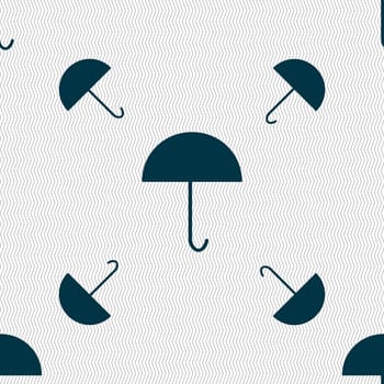 Umbrella sign icon. Rain protection symbol. Seamless pattern with geometric texture. illustration