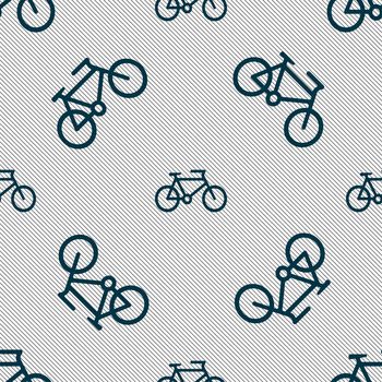bike icon sign. Seamless pattern with geometric texture. illustration