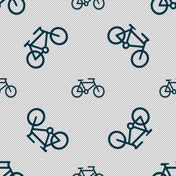 bike icon sign. Seamless pattern with geometric texture. illustration