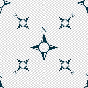 Compass sign icon. Windrose navigation symbol. Seamless pattern with geometric texture. illustration