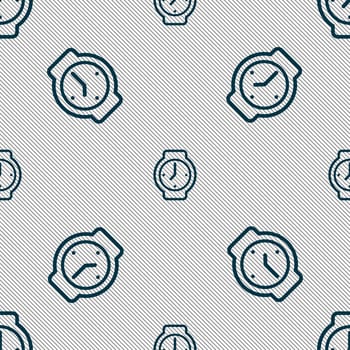 watches icon sign. Seamless pattern with geometric texture. illustration