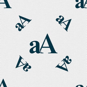 Enlarge font, aA icon sign. Seamless pattern with geometric texture. illustration