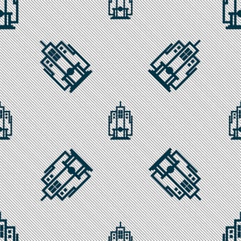 skyscraper icon sign. Seamless pattern with geometric texture. illustration