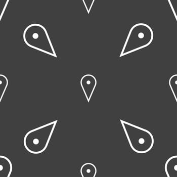 map poiner icon sign. Seamless pattern on a gray background. illustration