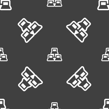 local area network icon sign. Seamless pattern on a gray background. illustration