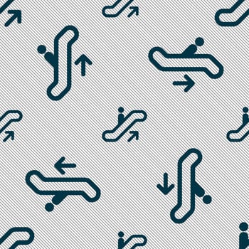 elevator, Escalator, Staircase icon sign. Seamless pattern with geometric texture. illustration