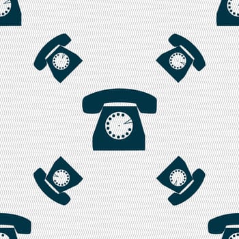 Retro telephone icon symbol. Seamless pattern with geometric texture. illustration