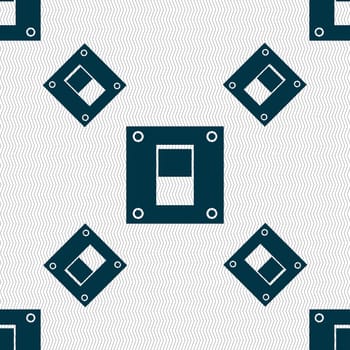 Power switch icon sign. Seamless pattern with geometric texture. illustration